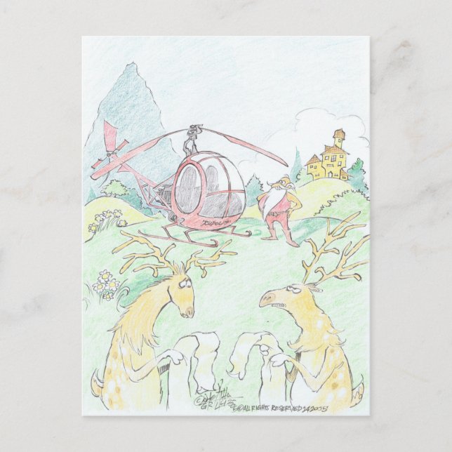 Postal Festiva El nuevo Rudolf de Santa. (Anverso)