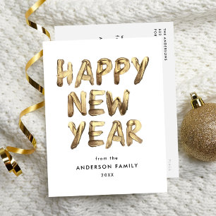 Postal Festiva El oro de Año Nuevo Feliz Moderno, no publicado en