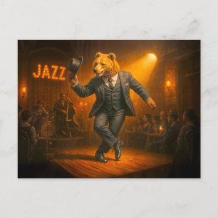 Postal Festiva El oso bailarín sacude un club de jazz