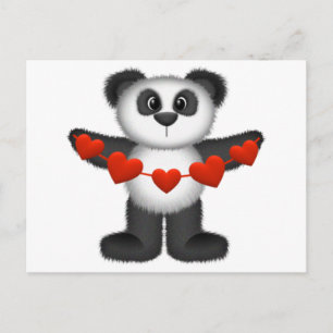 Postal Festiva El oso de San Valentín Panda sostiene una cadena d