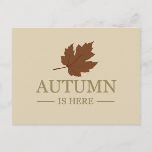 Postal Festiva El otoño está aquí hojas de acuarela caen octubre