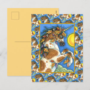 POSTAL FESTIVA EL OTOÑO SALE A UN ESTALLÓN UNICORN, CABALLO DE LL