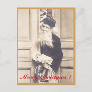 Postal Festiva El Papá Noel Viejo Entra con Presentes.