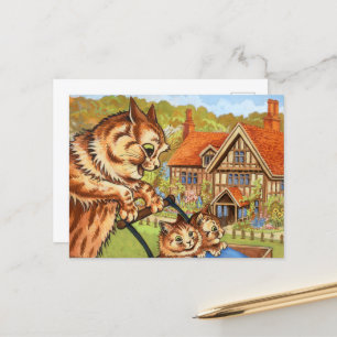 Postal Festiva El paseo en Pram de Louis Wain