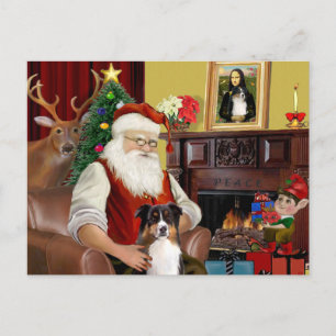 Postal Festiva El pastor australiano de Santa (tri)