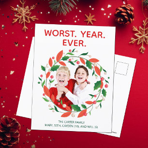 Postal Festiva El peor año de divertidos malos Navidades