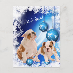 Postal Festiva El perrito del bulldog lo dejó nevar saludo del