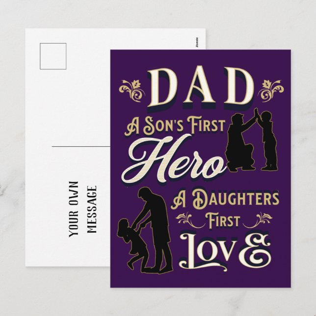 Postal Festiva El primer amor de una hija de papá (Anverso / Reverso)