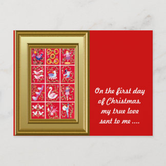 Postal Festiva El primer día de Navidades mi verdadero amor envió
