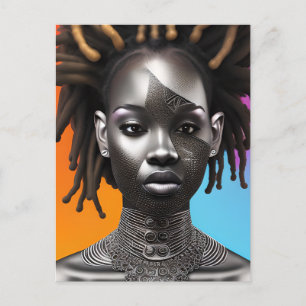 Postal Festiva El príncipe negro Melanin niños cazan huevos de Pa