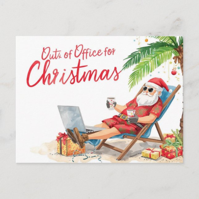 Postal Festiva El programador en línea de Santa ¡Feliz Navidad! (Anverso)