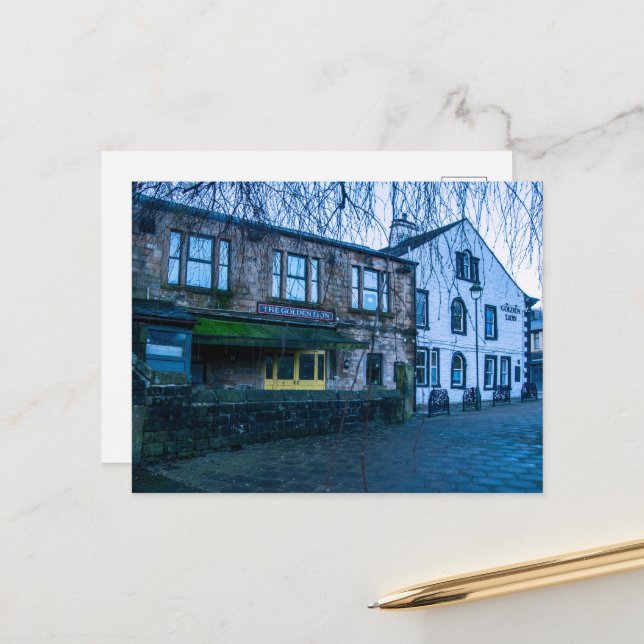 Postal Festiva El pub Golden Lion, Todmorden (Anverso/Reverso In Situ)