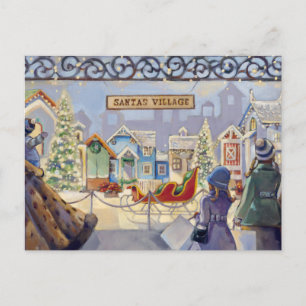 Postal Festiva El pueblo de Trish Biddle Santa