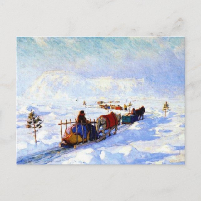 Postal Festiva El puente helado de Quebec, Clarence Gagnon (Anverso)