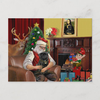 Postal Festiva El Pug Negro de Santa