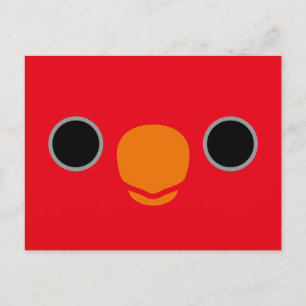 Postal Festiva El rostro de una Loria Roja