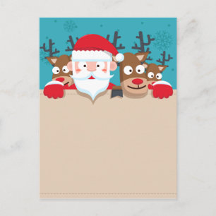 Postal Festiva El Santa Claus escupe a los Navidades de renos