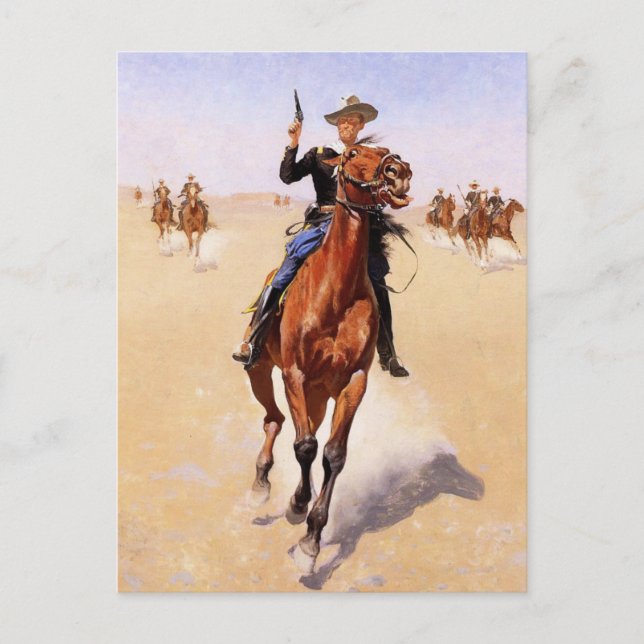 Postal Festiva El soldado, obra de Frederic Remington (Anverso)