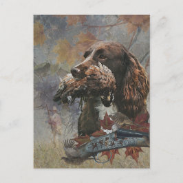 Postal Festiva El Sprocker Spaniel, el arte del perro de las arma