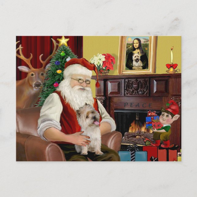 Postal Festiva El Terrier de Cairn de Santa (Anverso)