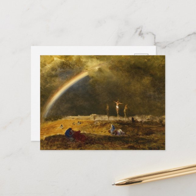 Postal Festiva El Triunfo en el Calvario, 1874 por George Inness (Anverso/Reverso In Situ)