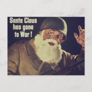 Postal Festiva El vintage Santa va al poster de la guerra