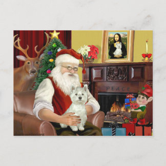 Postal Festiva El West Highland Terrier de Santa 8 - Santa