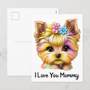 Postal Festiva El yorkie dulce y adorable