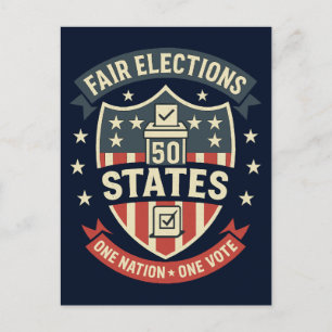 Postal Festiva Elecciones justas Diseño de una nación un voto