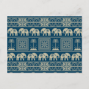 Postal Festiva Elefante bordado