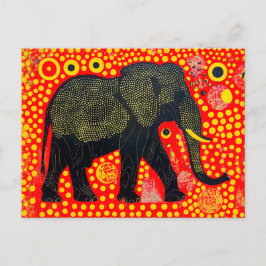 Postal Festiva Elefante negro con patrón de burbuja Naranja