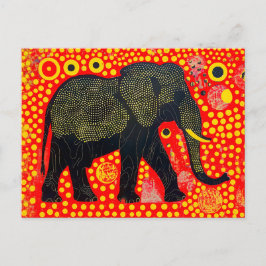 Postal Festiva Elefante negro con patrón de burbuja Naranja