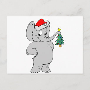 Postal Festiva Elefante (Santa Hat)