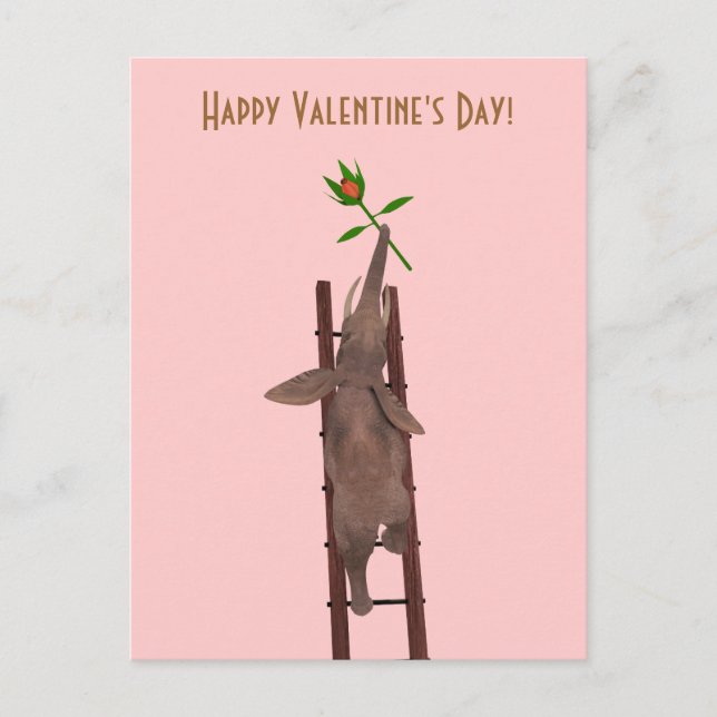 Postal Festiva Elefante trepando una escalera (Anverso)