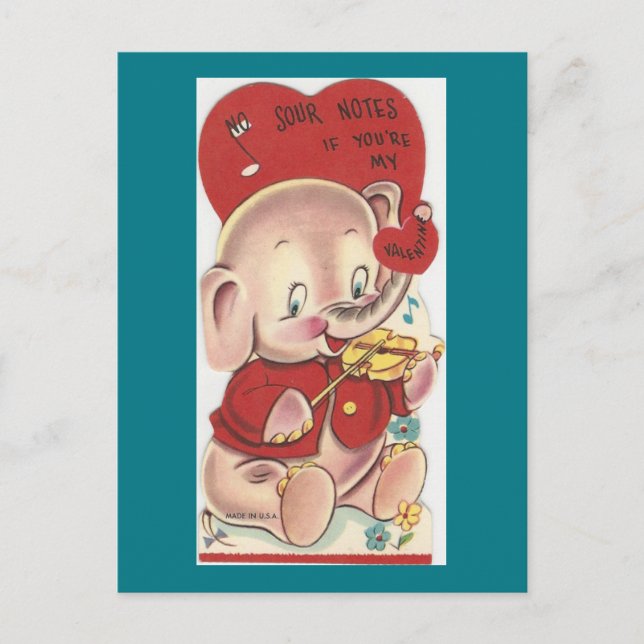 Postal Festiva Elefante Vintage Valentine (Anverso)