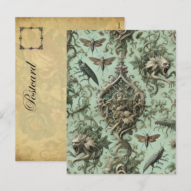 Postal Festiva Elegancia Chitinosa - Insecto gótico (Anverso / Reverso)