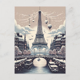 Postal Festiva Elegancia de invierno parisina - Navidades en la c