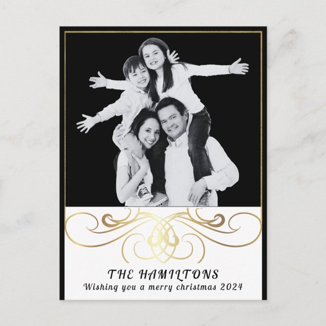 Postal Festiva Elegancia monocromática Postcard negro y blanco (Anverso)