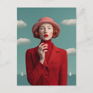 Postal Festiva Elegancia roja con Apple