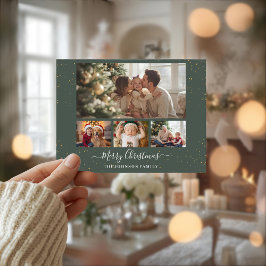 Postal Festiva Elegant 4 Photo Christmas Card
