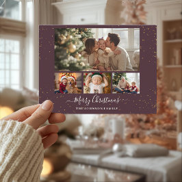 Postal Festiva Elegant 4 Photo Christmas Card