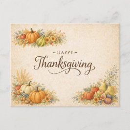 Postal Festiva Elegant Autumn Harvest Happy Thanksgiving 