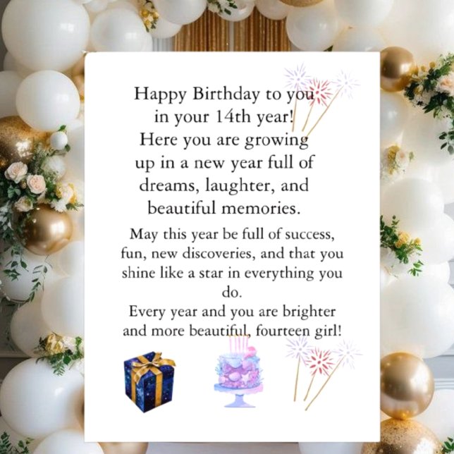 Postal Festiva Elegant Birthday Card for Her – Personalized Greet (Subido por el creador)