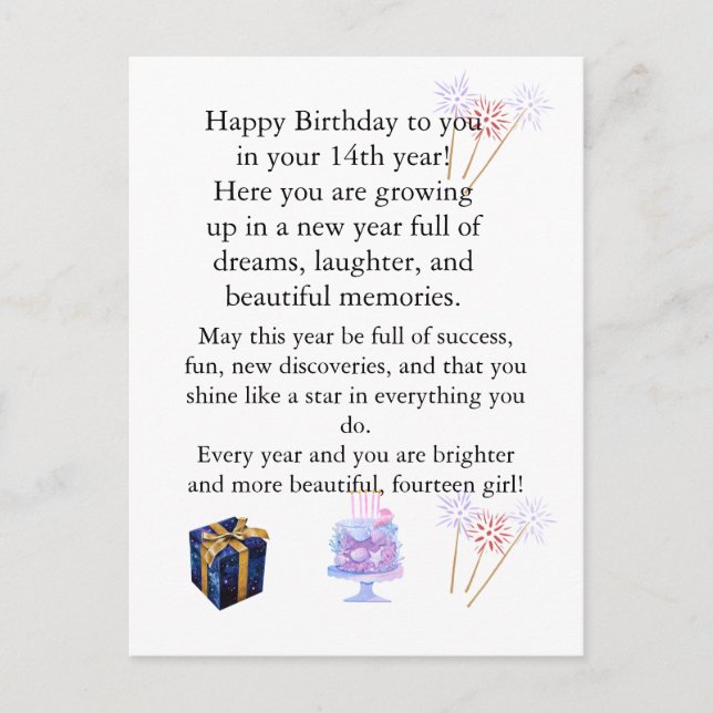 Postal Festiva Elegant Birthday Card for Her – Personalized Greet (Anverso)