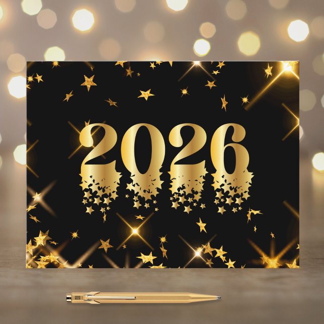 Postal Festiva Elegant Bold 2026 Gold Stars New Year (Subido por el creador)