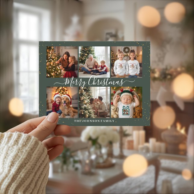 Postal Festiva Elegant Christmas Photo Collage (Subido por el creador)