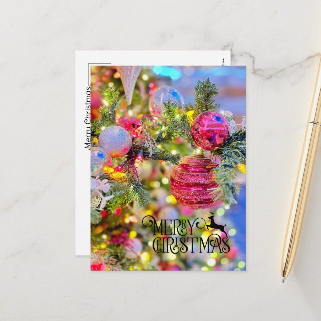 Postal Festiva Elegant Decorated Christmas Tree Holiday Postcard (Anverso/Reverso In Situ)