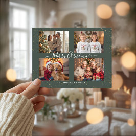 Postal Festiva Elegant Four Photo Christmas Card