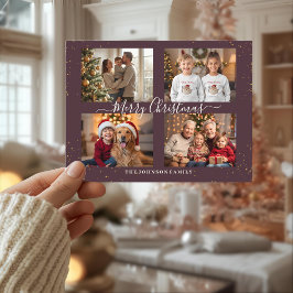 Postal Festiva Elegant Four Photo Christmas Card