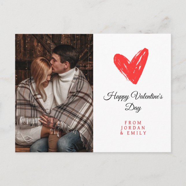 Postal Festiva Elegant Heart Happy Valentine's Day Photo (Anverso)